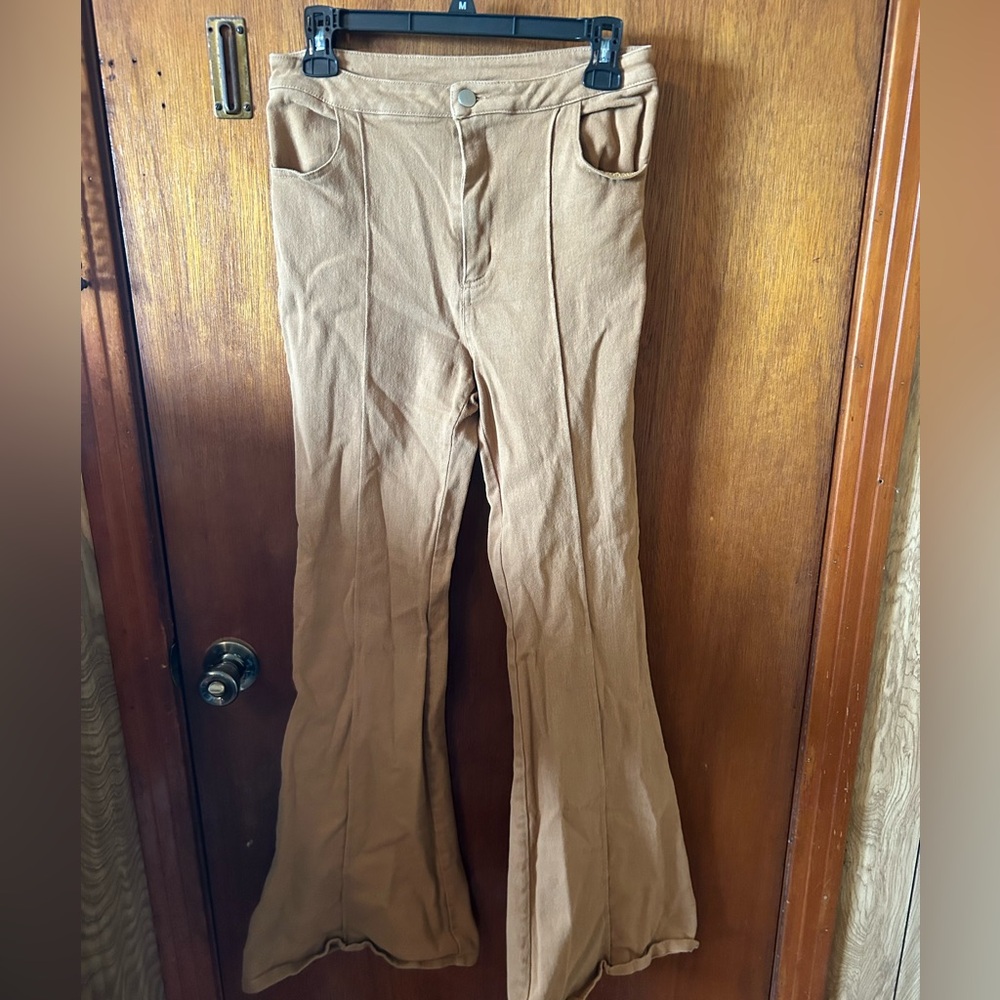 Tan flare leg pants